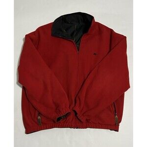 Pendleton Mens Fleece Jacket Red Full Zip Reversible to Black Plaid Size XL